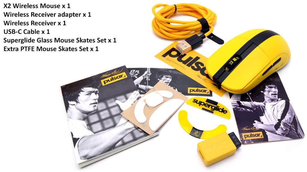 Комплектация Pulsar X2 Wireless Gaming Mouse Bruce Lee Edition