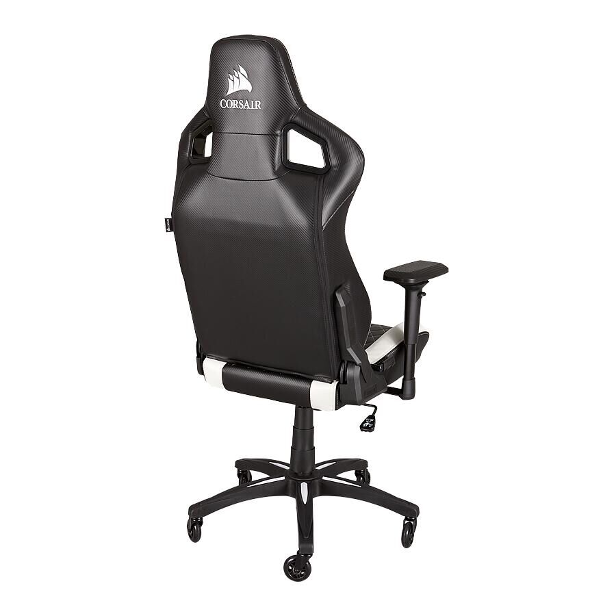 Игровое кресло Corsair T1 Race White, искусственная кожа, черный/белый - фото 4