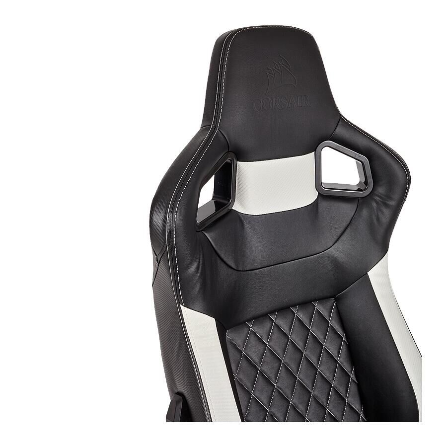 Игровое кресло Corsair T1 Race White, искусственная кожа, черный/белый - фото 6