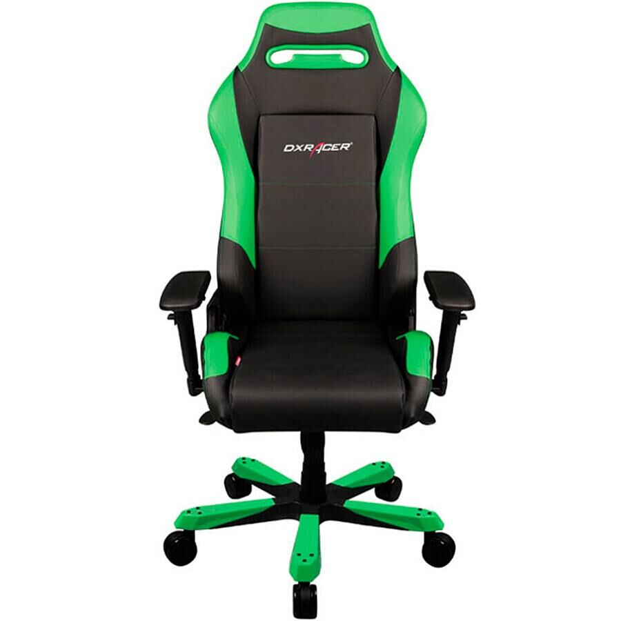 Игровое кресло DXRacer Iron OH/IS11/NE, искусственная кожа, черный, зеленый - фото 1