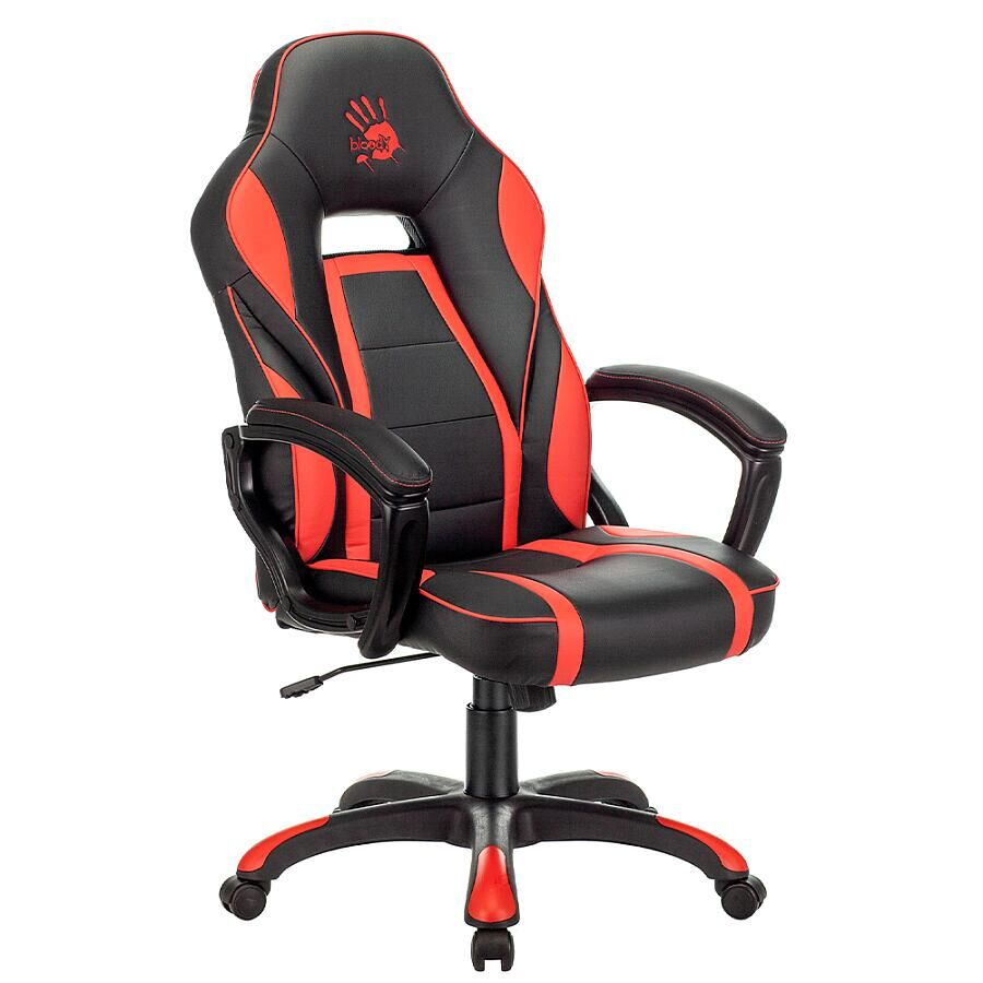 Игровое кресло A4Tech Bloody GC-350, искусственная кожа, черный/красный - фото 1