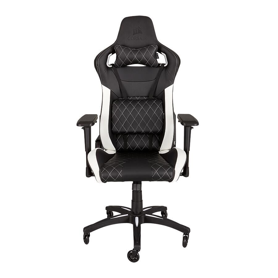 Игровое кресло Corsair T1 Race White, искусственная кожа, черный/белый - фото 1