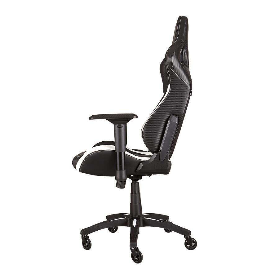 Игровое кресло Corsair T1 Race White, искусственная кожа, черный/белый - фото 5