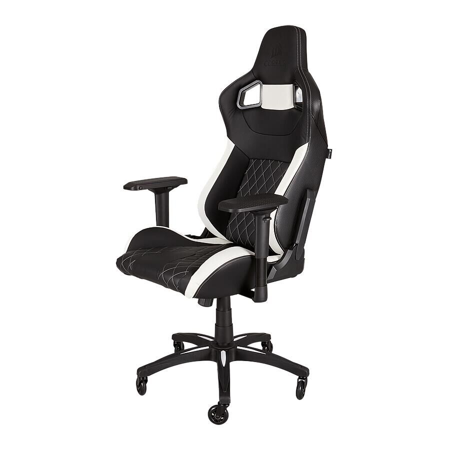 Игровое кресло Corsair T1 Race White, искусственная кожа, черный/белый - фото 3