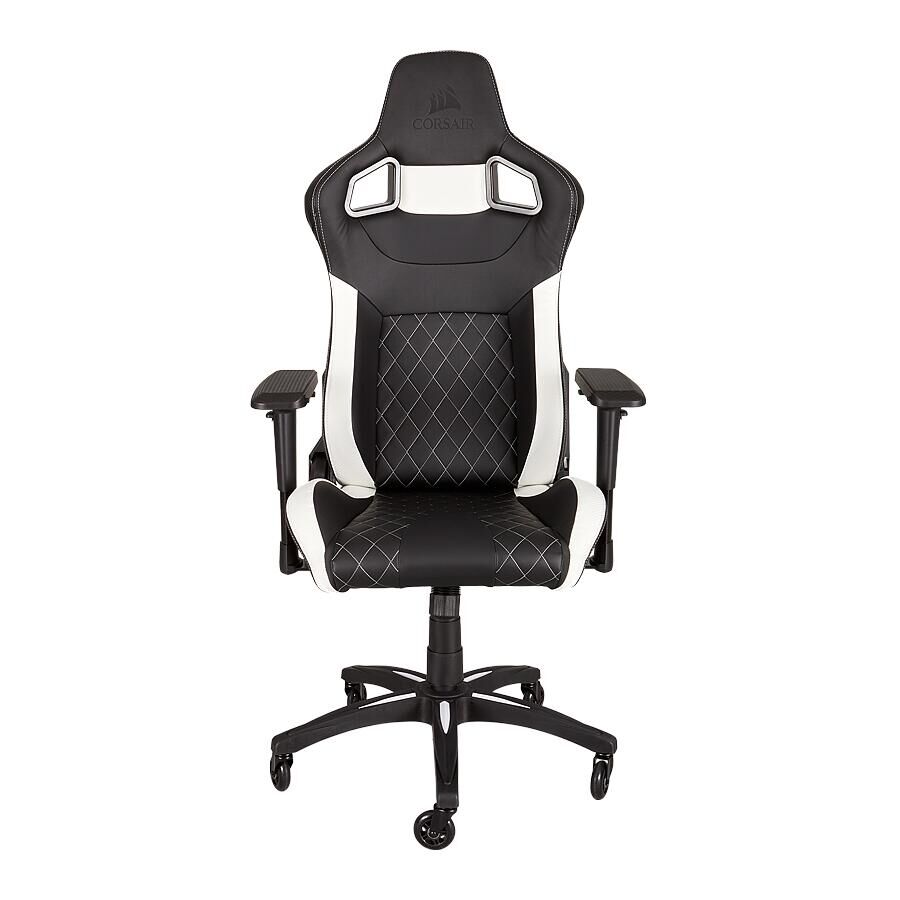 Игровое кресло Corsair T1 Race White, искусственная кожа, черный/белый - фото 2