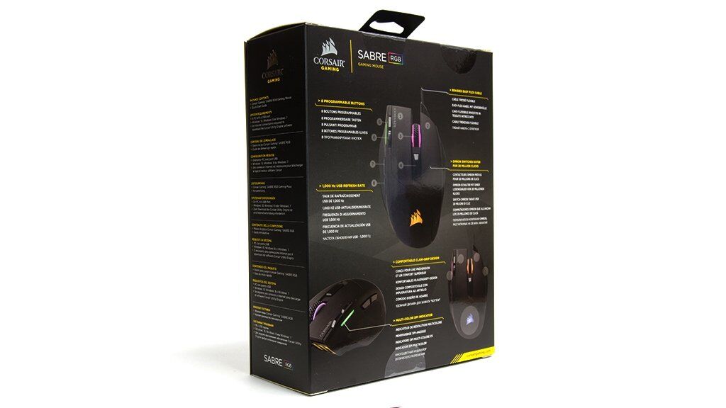 Упаковка и комплект поставки Corsair Sabre RGB