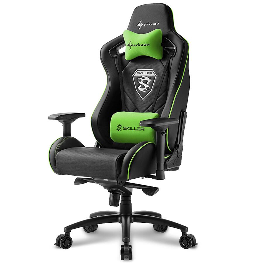 Игровое кресло Sharkoon Shark SKILLER SGS4 Green, искусственная кожа, черный/зеленый - фото 1