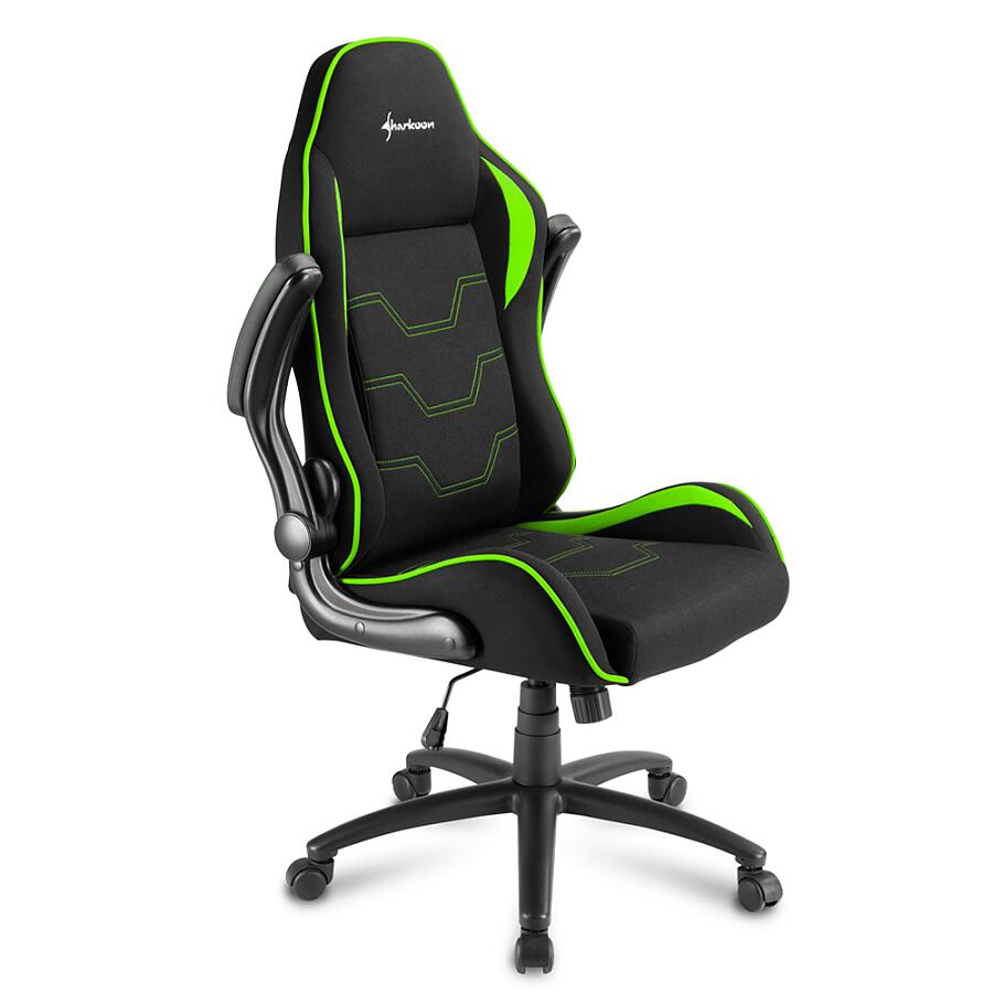 Игровое кресло Sharkoon ELBRUS 1 Green, ткань, черный/зеленый - фото 4