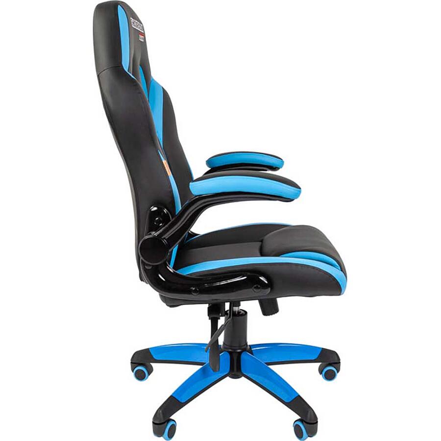 Игровое кресло Chairman Game 15 Black/Blue, искусственная кожа, черный/синий - фото 2