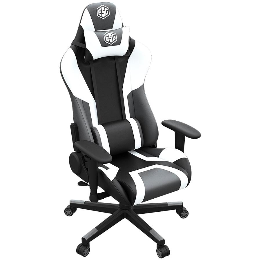 Игровое кресло E-Sport Gear ESG-201 Black/Grey, искусственная кожа, черный/белый - фото 2
