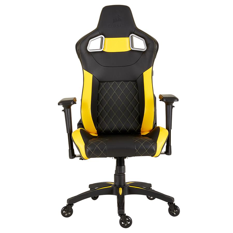 Игровое кресло Corsair T1 Race 2018 Yellow, искусственная кожа, черный/желтый - фото 2