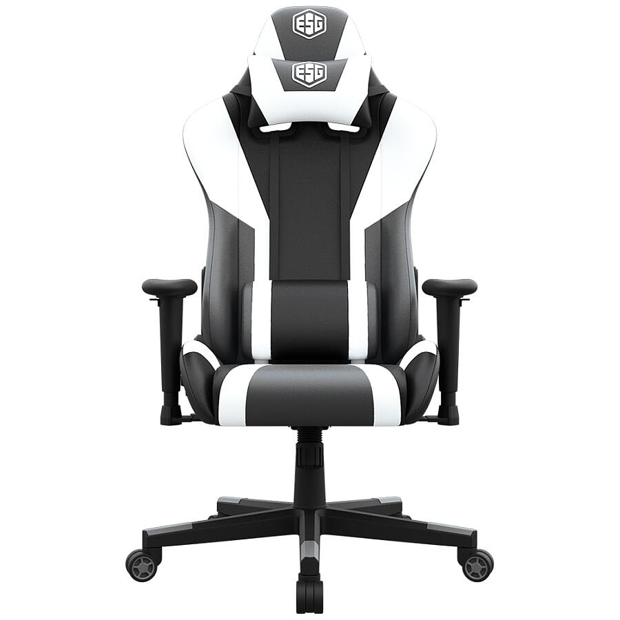 Игровое кресло E-Sport Gear ESG-201 Black/Grey, искусственная кожа, черный/белый - фото 1