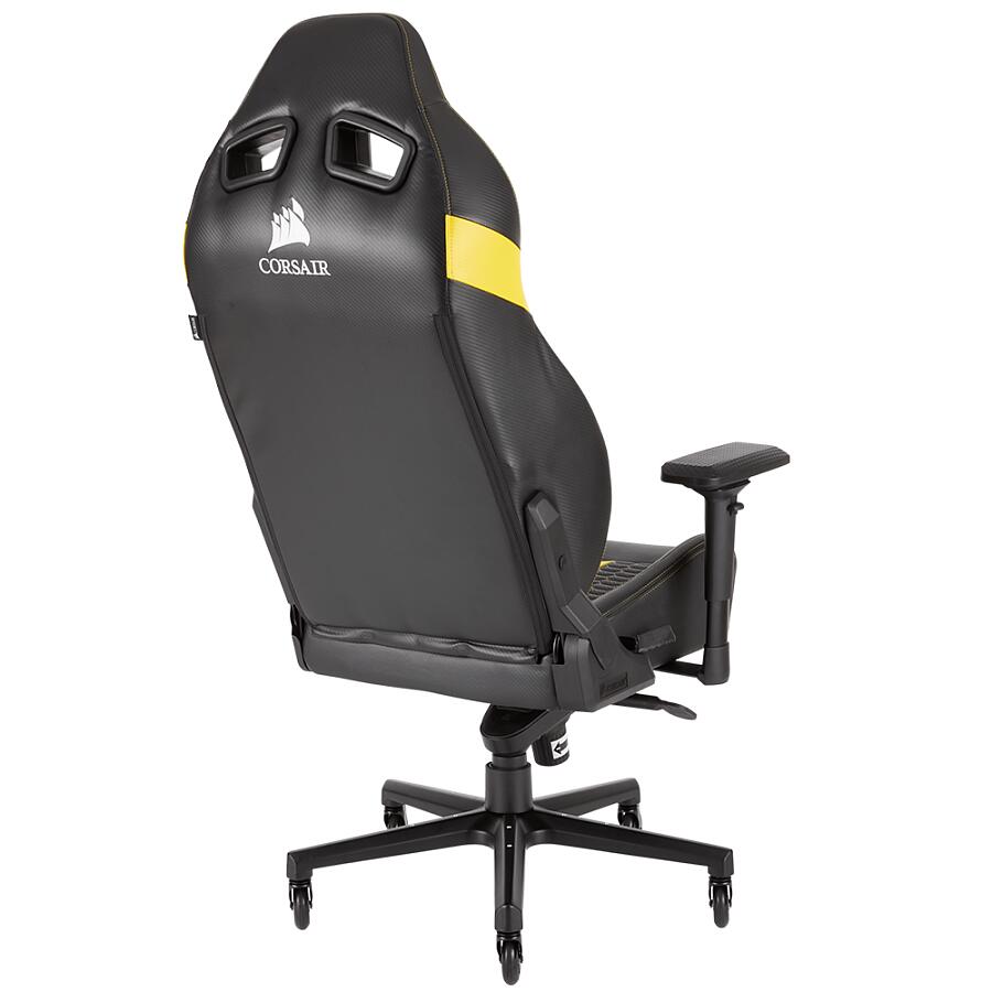 Игровое кресло Corsair T2 Road Warrior Yellow, искусственная кожа, черный/желтый - фото 4