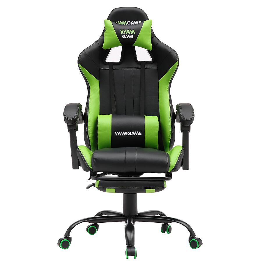 Игровое кресло VMMGame Throne Green, искусственная кожа, черный/зеленый - фото 2