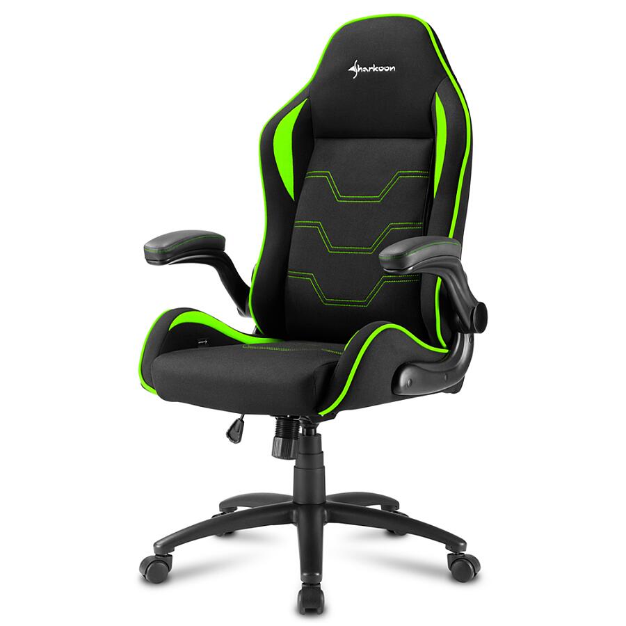 Игровое кресло Sharkoon ELBRUS 1 Green, ткань, черный/зеленый - фото 1