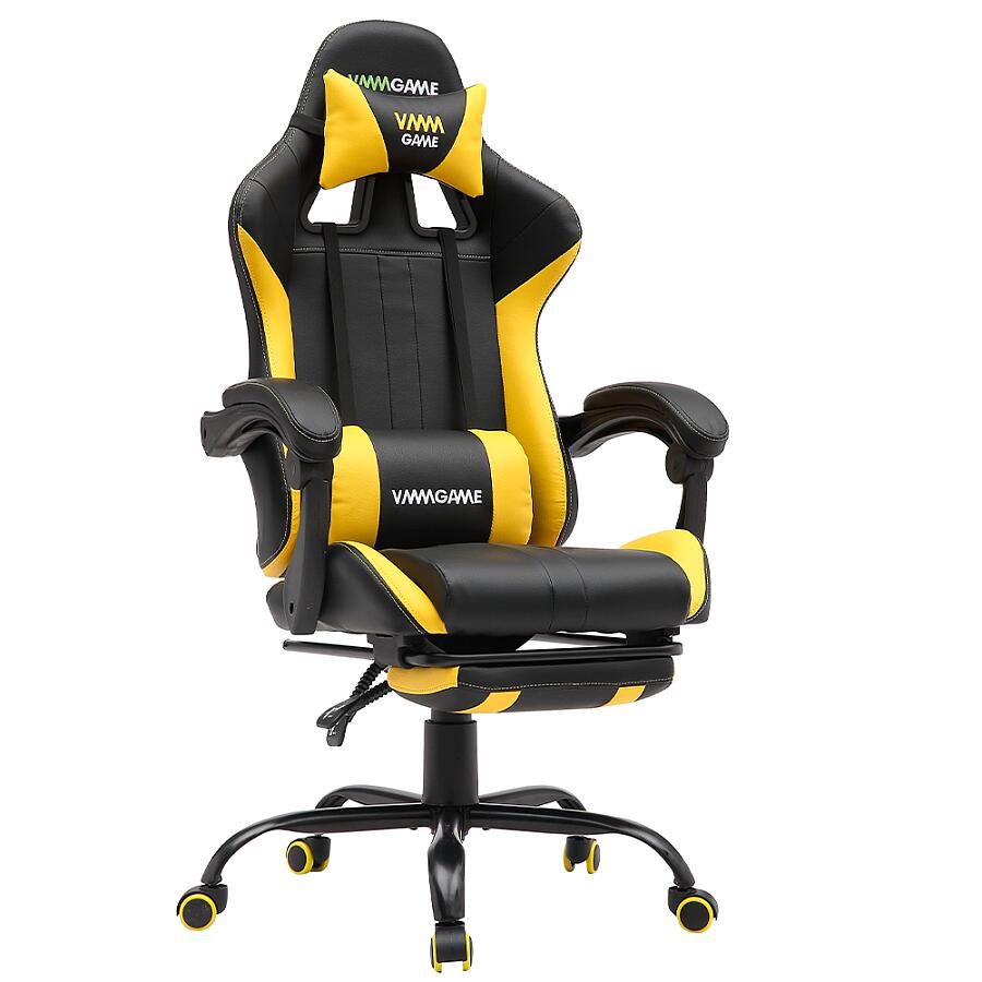 Игровое кресло VMMGame Throne Yellow, искусственная кожа, черный/желтый - фото 1