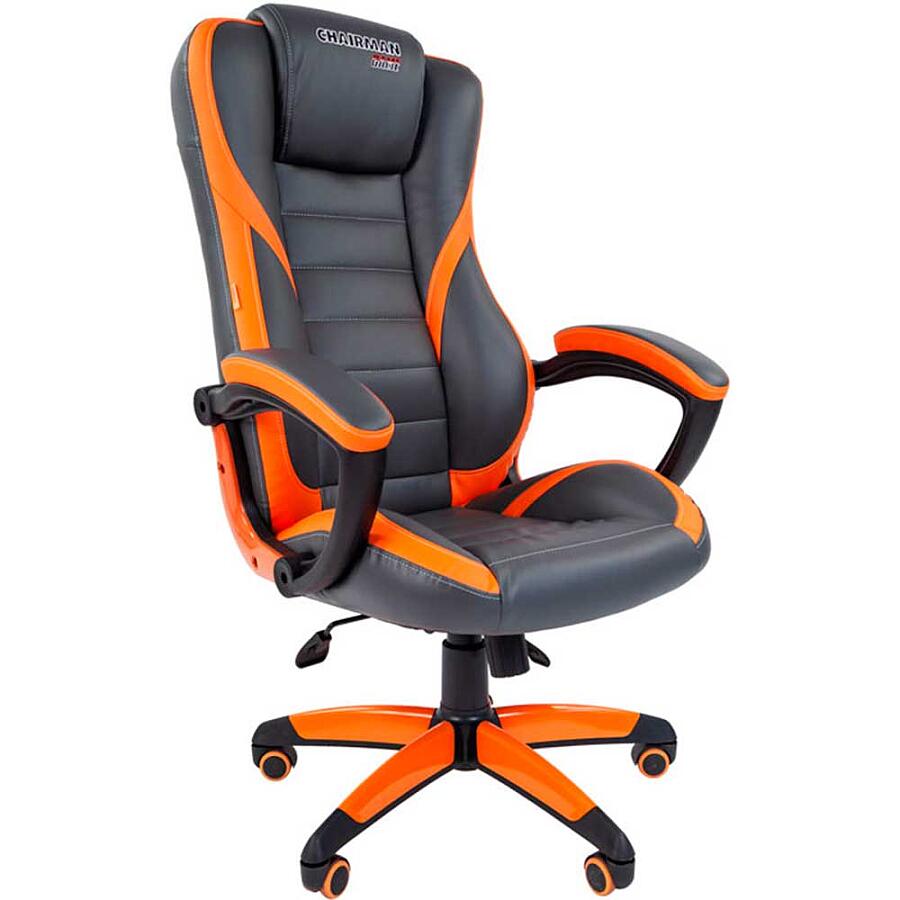 Игровое кресло Chairman Game 22 Grey/Orange, искусственная кожа, серый/оранжевый - фото 2