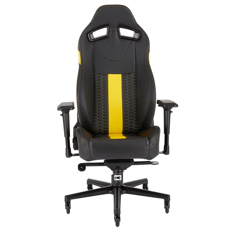Игровое кресло Corsair T2 Road Warrior Yellow, искусственная кожа, черный/желтый - фото 2