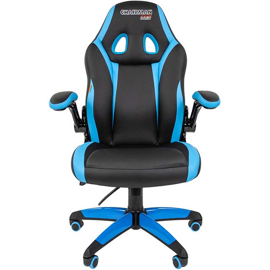 Игровое кресло Chairman Game 15 Black/Blue, искусственная кожа, черный/синий - фото 1