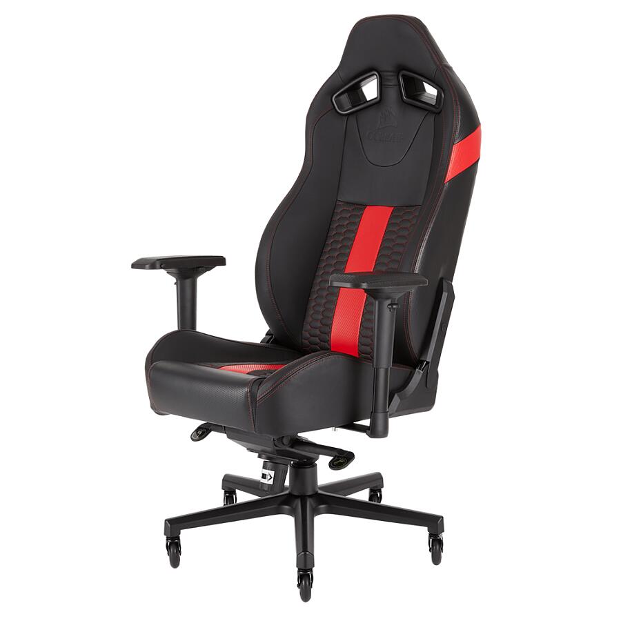 Игровое кресло Corsair T2 Road Warrior Red, искусственная кожа, черный/красный - фото 3