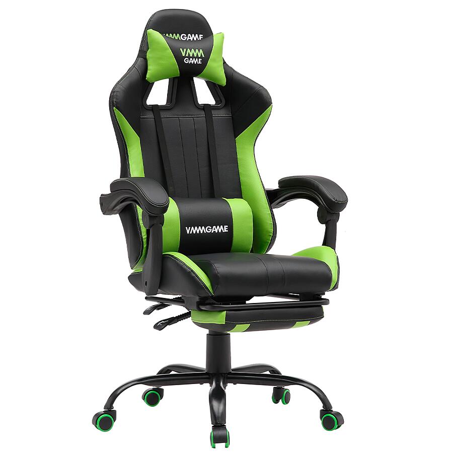 Игровое кресло VMMGame Throne Green, искусственная кожа, черный/зеленый - фото 1