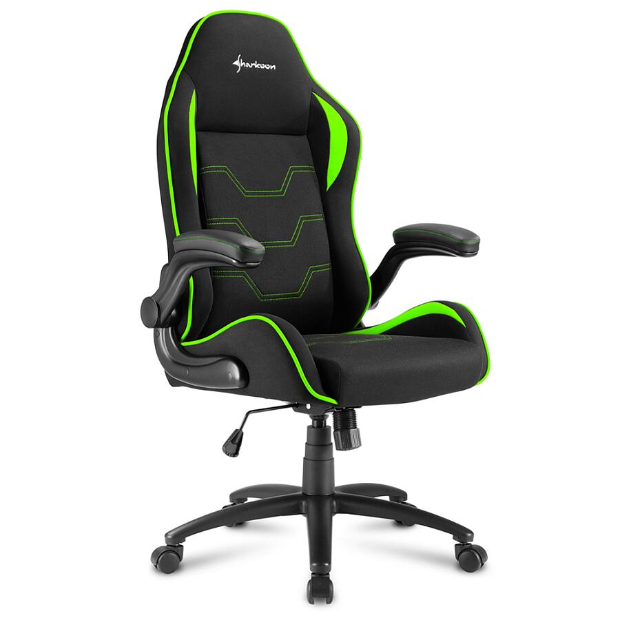 Игровое кресло Sharkoon ELBRUS 1 Green, ткань, черный/зеленый - фото 3