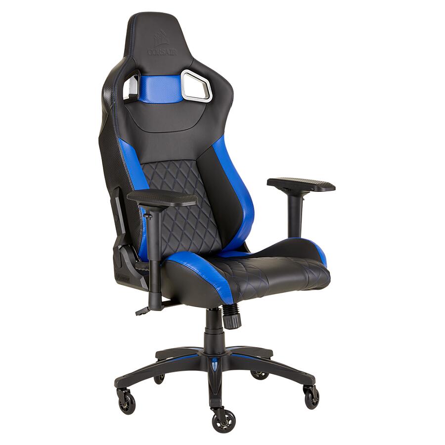 Игровое кресло Corsair T1 Race 2018 Blue, искусственная кожа, черный/синий - фото 8