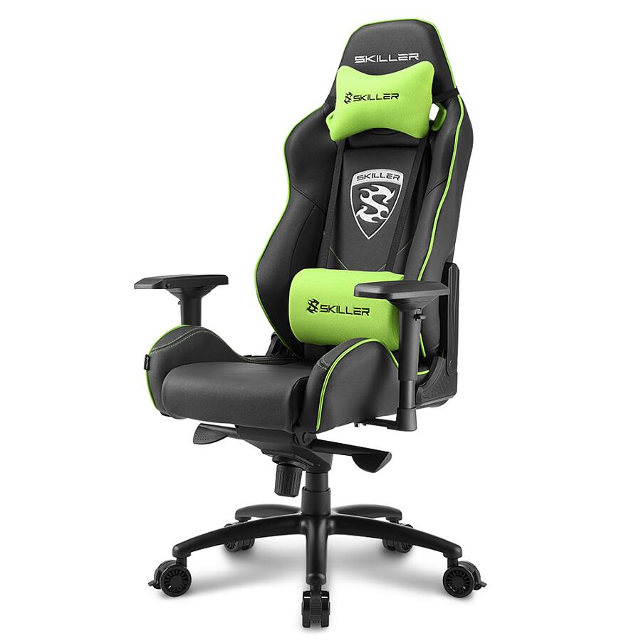 Игровое кресло Sharkoon Shark SKILLER SGS3 Green, искусственная кожа, черный/зеленый - фото 1
