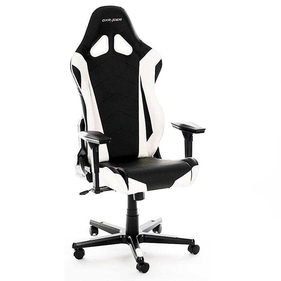 Игровое кресло DXRacer Racing OH/RE0/NW, черный/белый, искусственная кожа - фото 1