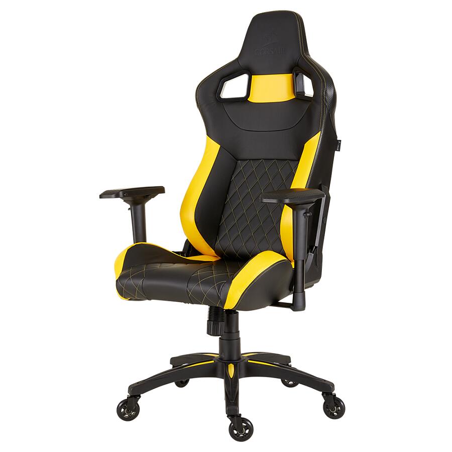Игровое кресло Corsair T1 Race 2018 Yellow, искусственная кожа, черный/желтый - фото 3