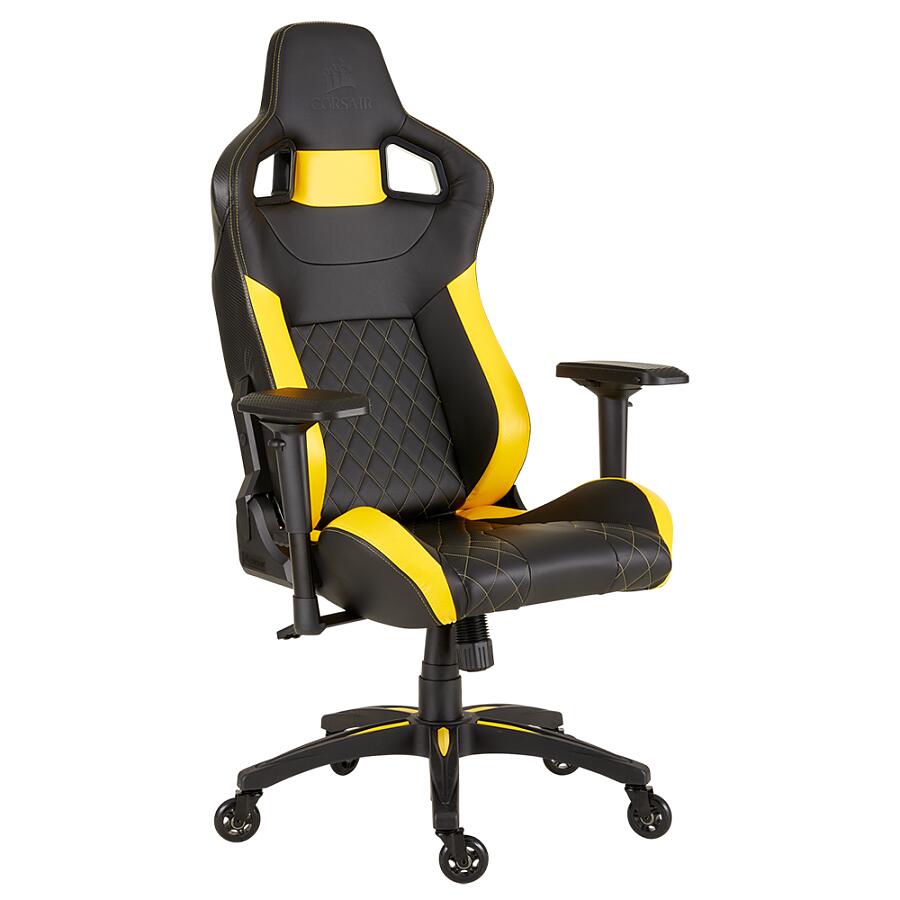 Игровое кресло Corsair T1 Race 2018 Yellow, искусственная кожа, черный/желтый - фото 7