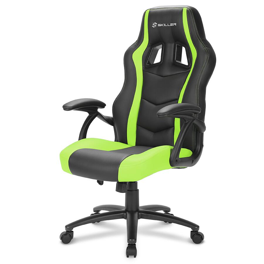 Игровое кресло Sharkoon Shark SKILLER SGS1 Green, искусственная кожа, черный/зеленый - фото 1
