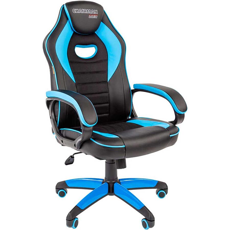 Игровое кресло Chairman Game 16 Black/Blue, искусственная кожа, черный/синий - фото 2