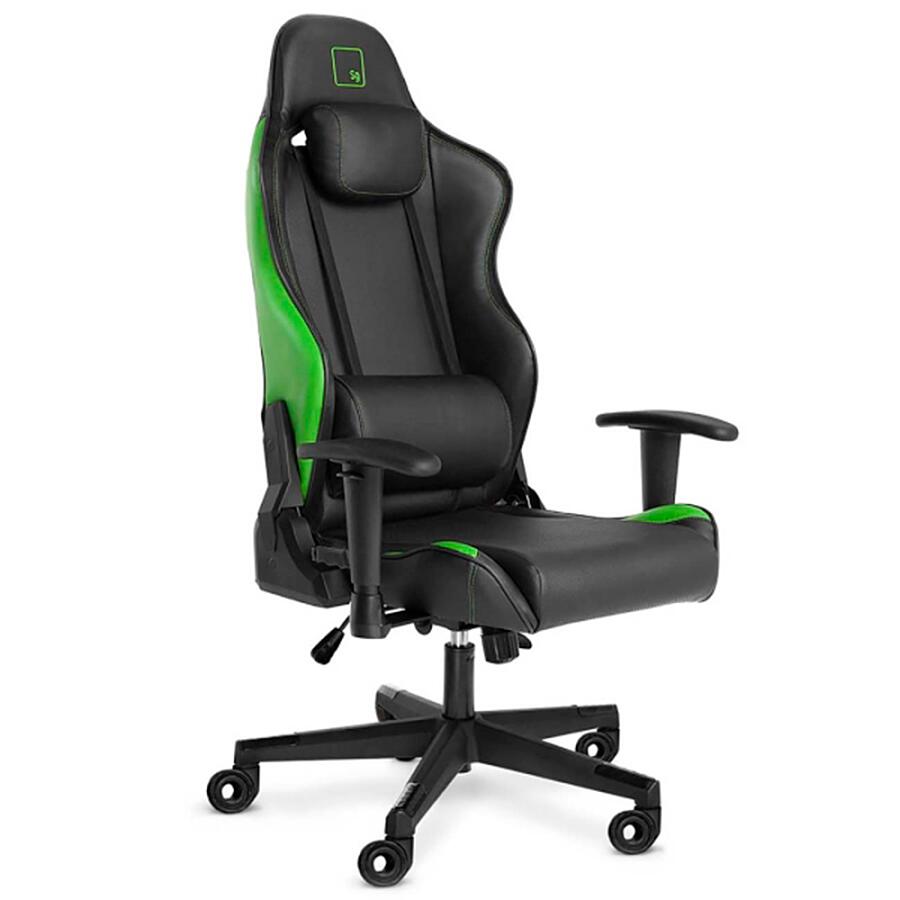 Игровое кресло WARP SG Black/Green, искусственная кожа, черный/зеленый - фото 1