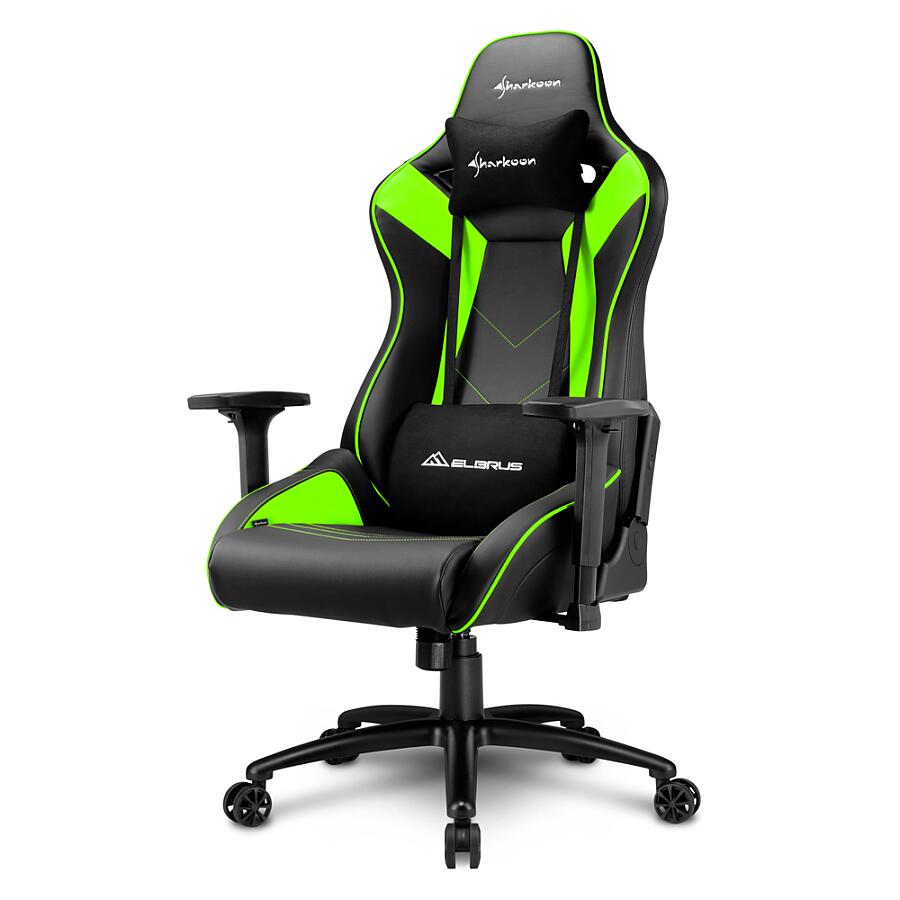 Игровое кресло Sharkoon ELBRUS 3 Green, искусственная кожа, черный/зеленый - фото 1