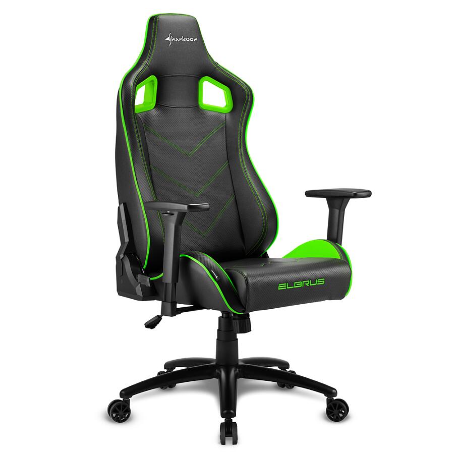 Игровое кресло Sharkoon ELBRUS 2 Green, искусственная кожа, черный/зеленый - фото 3