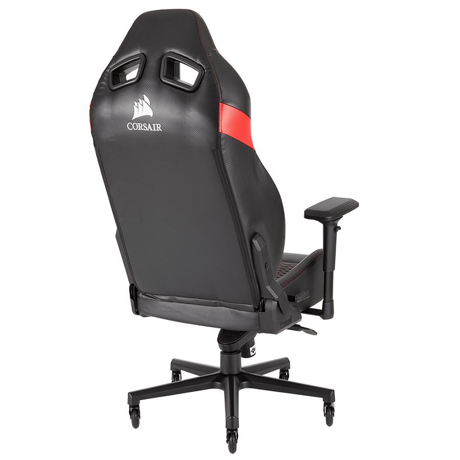 Игровое кресло Corsair T2 Road Warrior Red, искусственная кожа, черный/красный - фото 4
