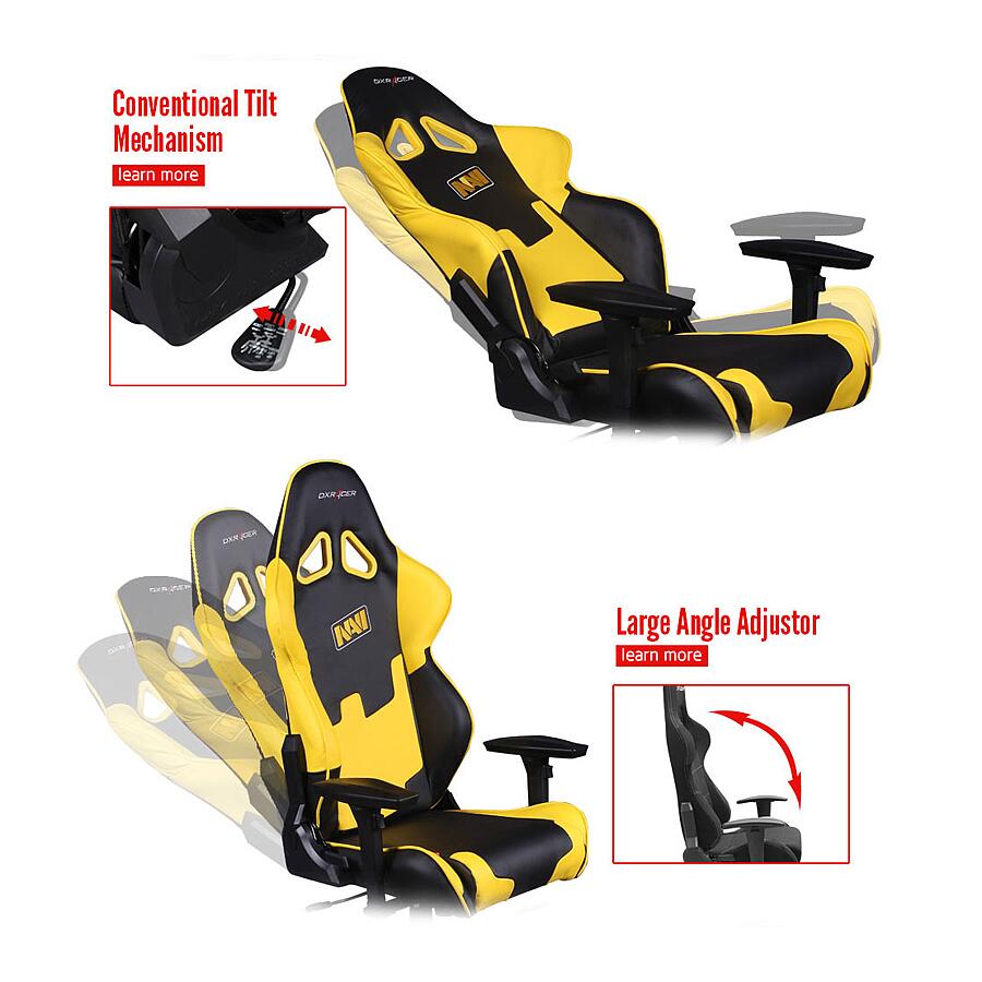 Игровое кресло DXRacer Special Edition OH/RE21/NY/NAVI, черный/желтый, искусственная кожа - фото 2