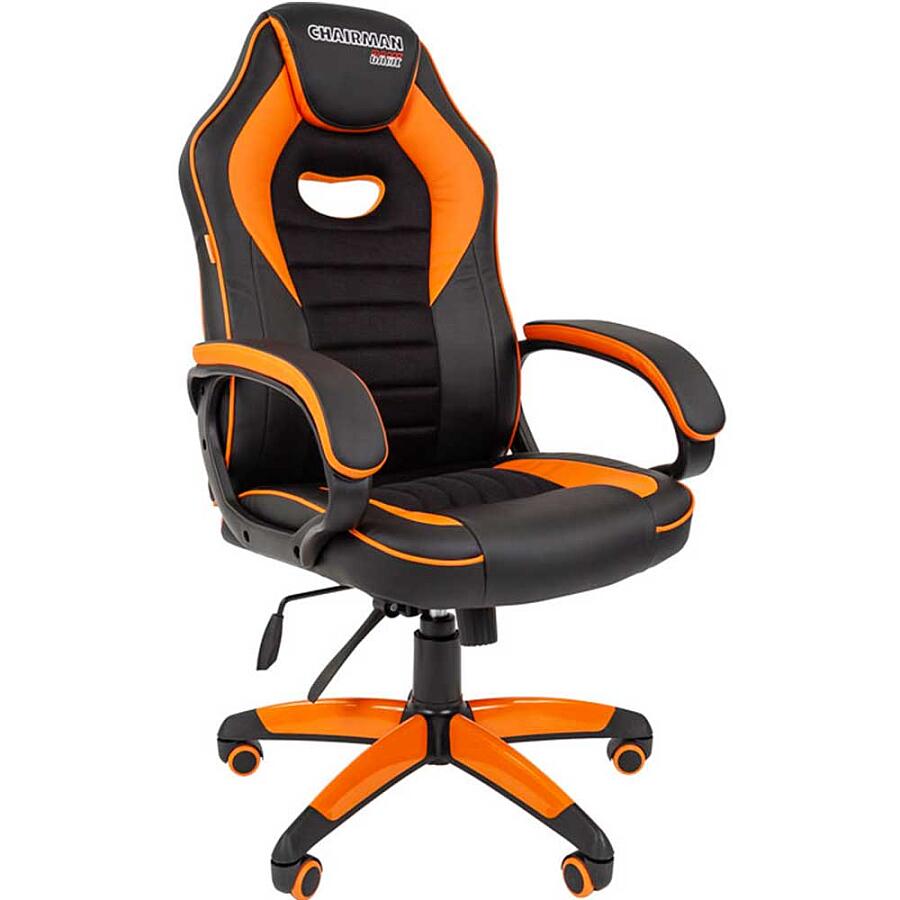 Игровое кресло Chairman Game 16 Black/Orange, искусственная кожа, черный/оранжевый - фото 2