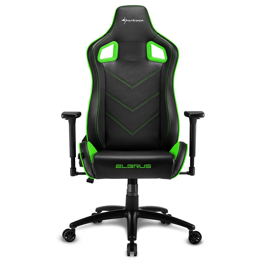 Игровое кресло Sharkoon ELBRUS 2 Green, искусственная кожа, черный/зеленый - фото 2