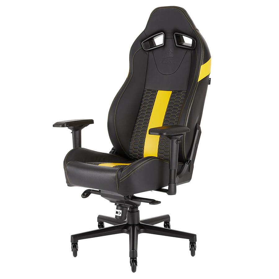 Игровое кресло Corsair T2 Road Warrior Yellow, искусственная кожа, черный/желтый - фото 3