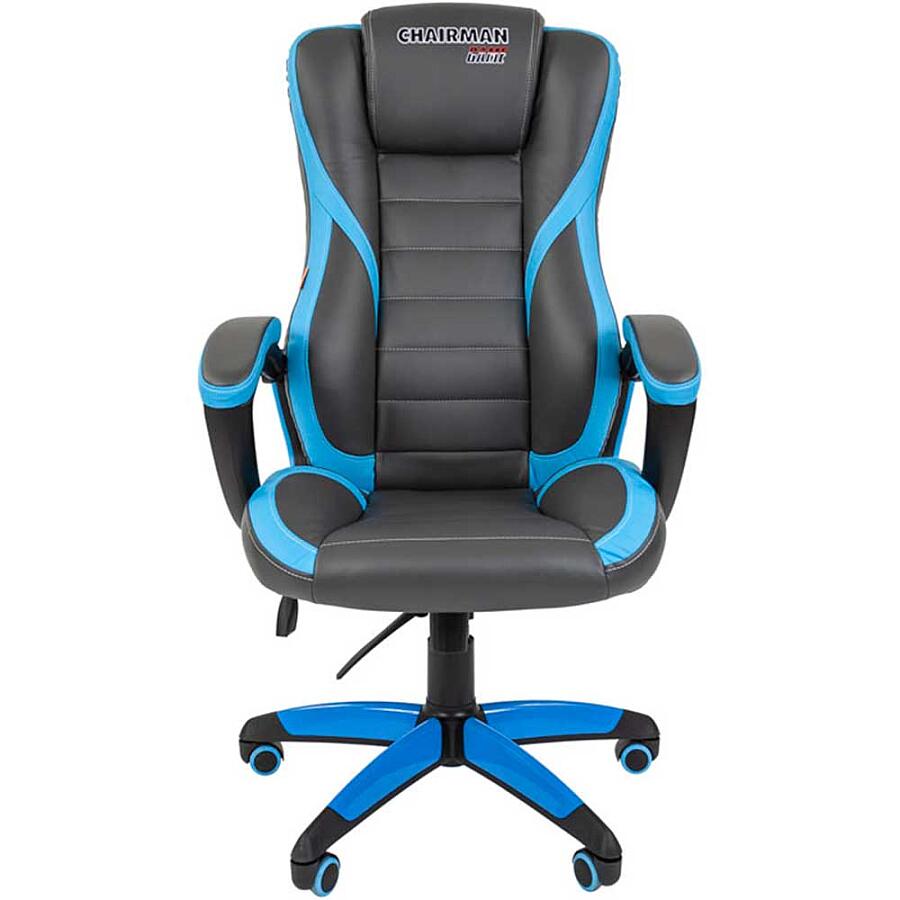 Игровое кресло Chairman Game 22 Grey/Blue, искусственная кожа, серый/синий - фото 1