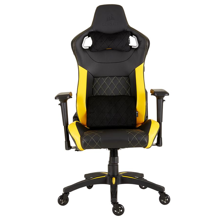 Игровое кресло Corsair T1 Race 2018 Yellow, искусственная кожа, черный/желтый - фото 1