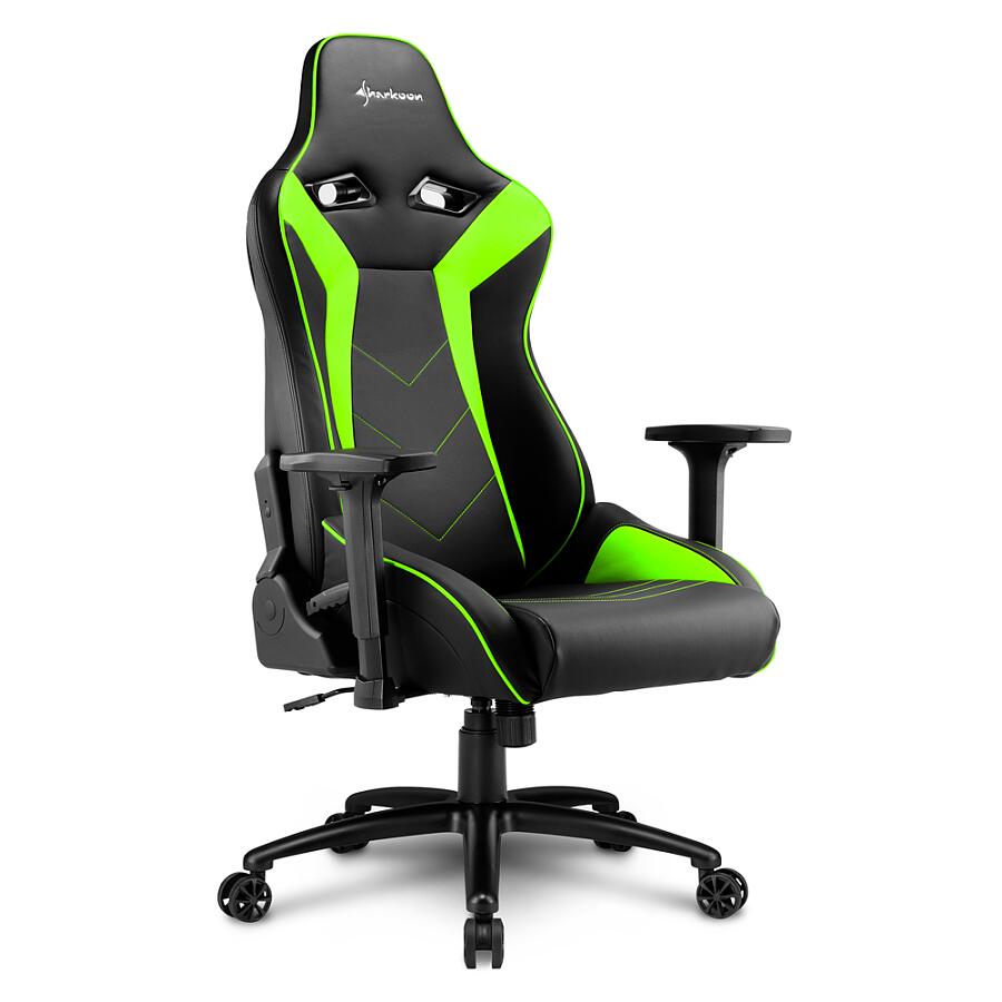 Игровое кресло Sharkoon ELBRUS 3 Green, искусственная кожа, черный/зеленый - фото 3