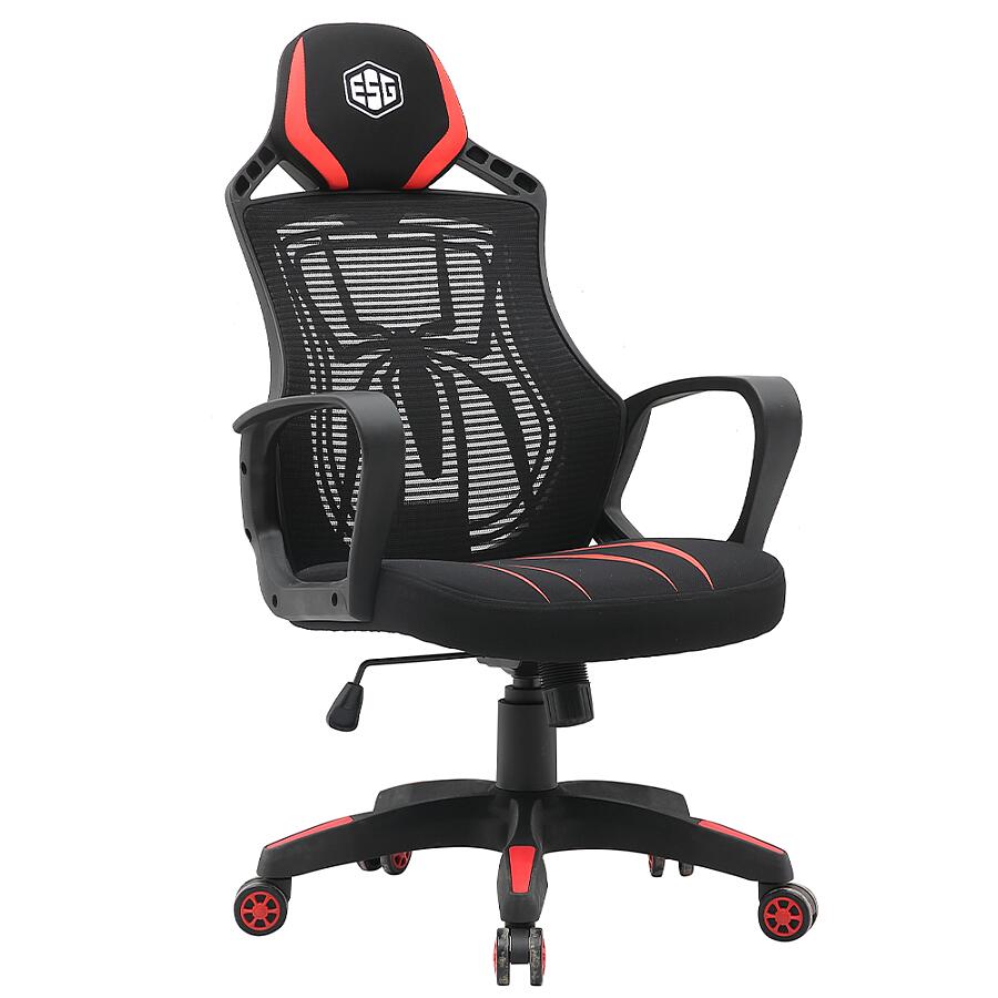 Игровое кресло E-Sport Gear ESG-400 Black, ткань, черный/красный - фото 2