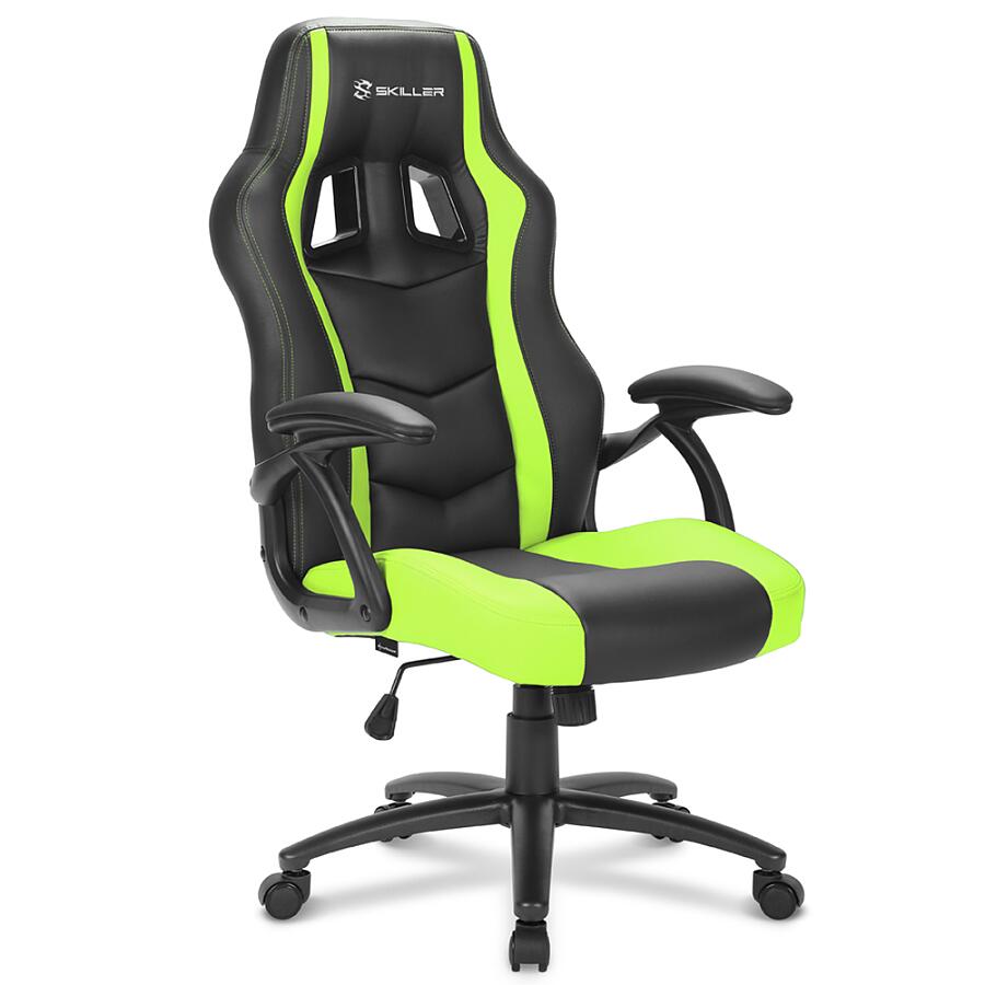 Игровое кресло Sharkoon Shark SKILLER SGS1 Green, искусственная кожа, черный/зеленый - фото 3