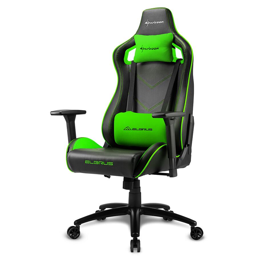 Игровое кресло Sharkoon ELBRUS 2 Green, искусственная кожа, черный/зеленый - фото 1