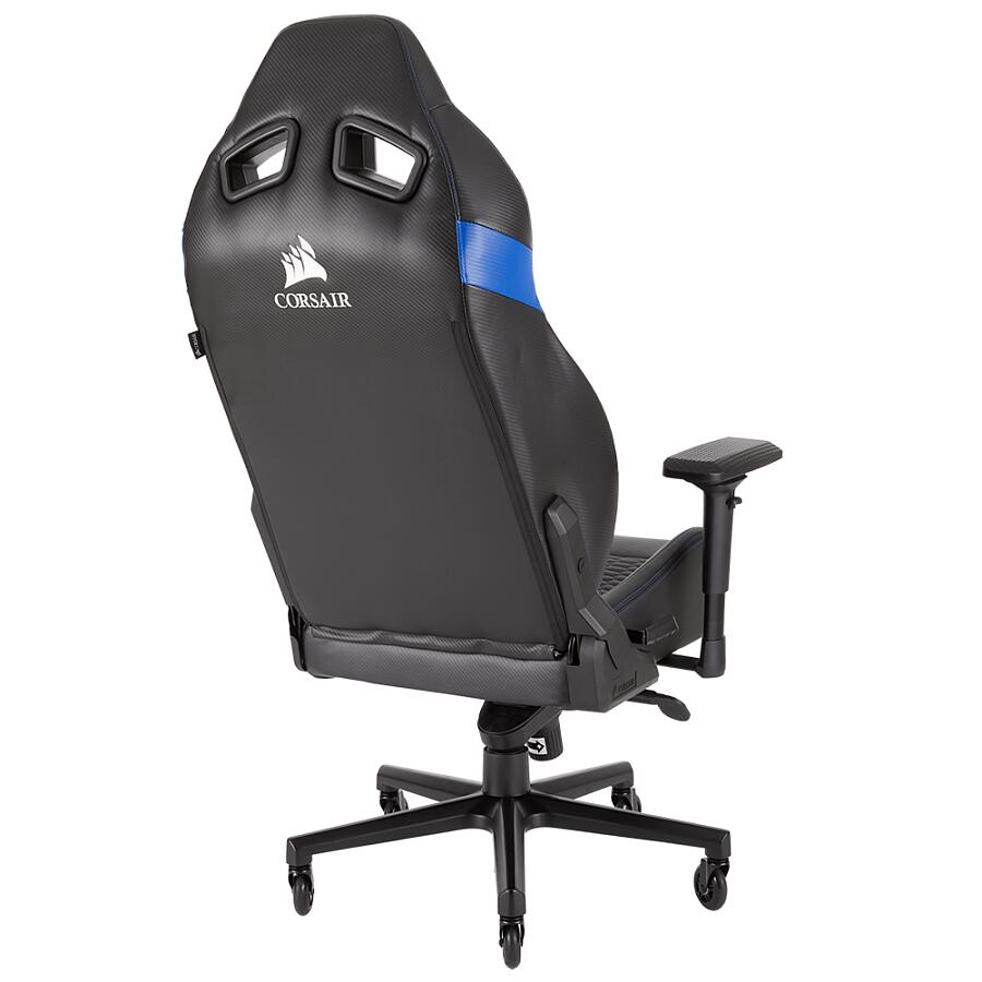 Игровое кресло Corsair T2 Road Warrior Blue, искусственная кожа, черный/синий - фото 4