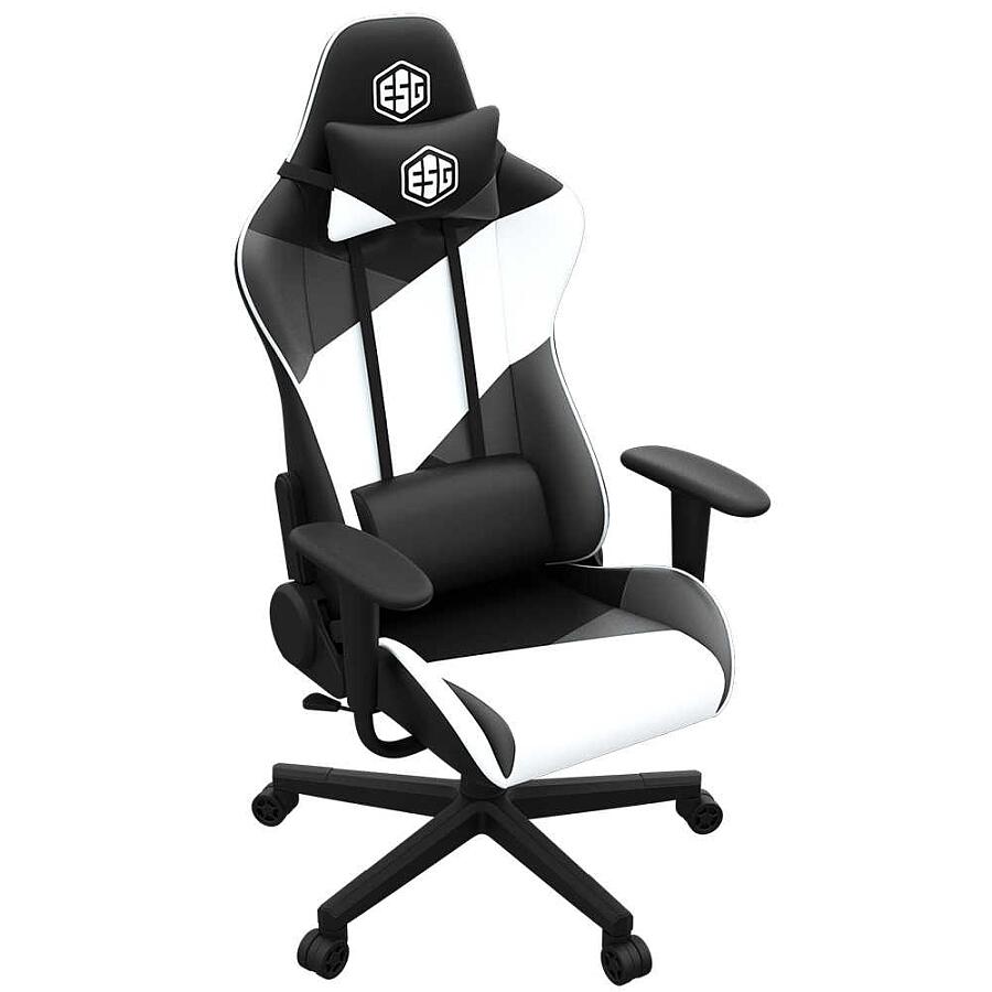 Игровое кресло E-Sport Gear ESG-101 Black/White, искусственная кожа, черный/белый - фото 2