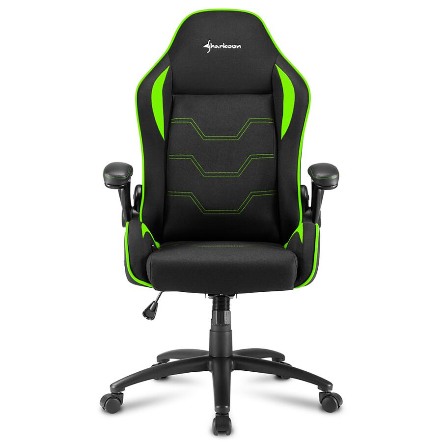 Игровое кресло Sharkoon ELBRUS 1 Green, ткань, черный/зеленый - фото 2